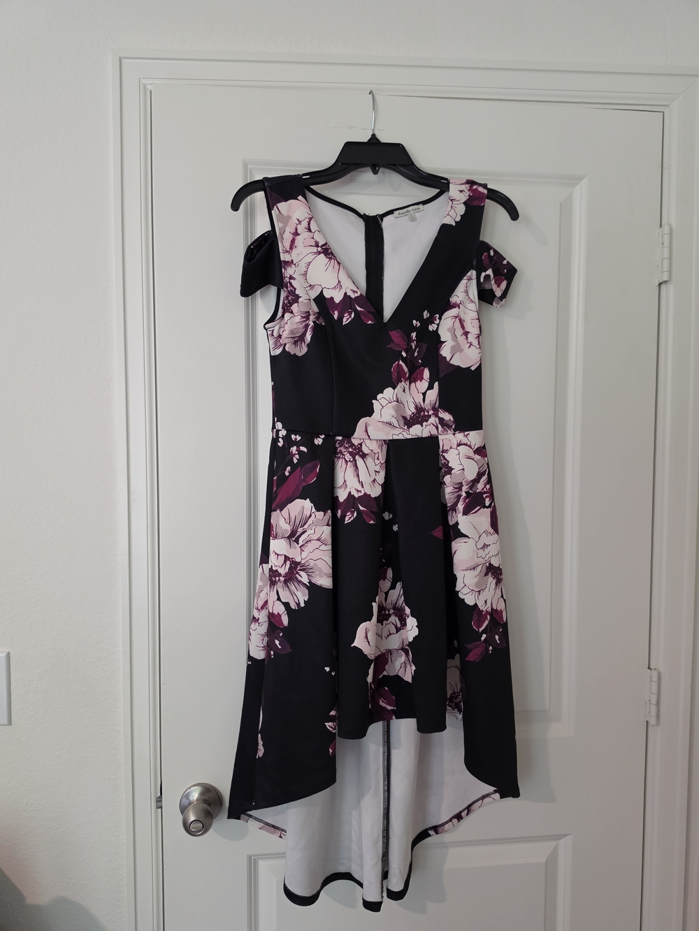 Charlotte Russe Black Dress with Pink Floral High-Low Hem